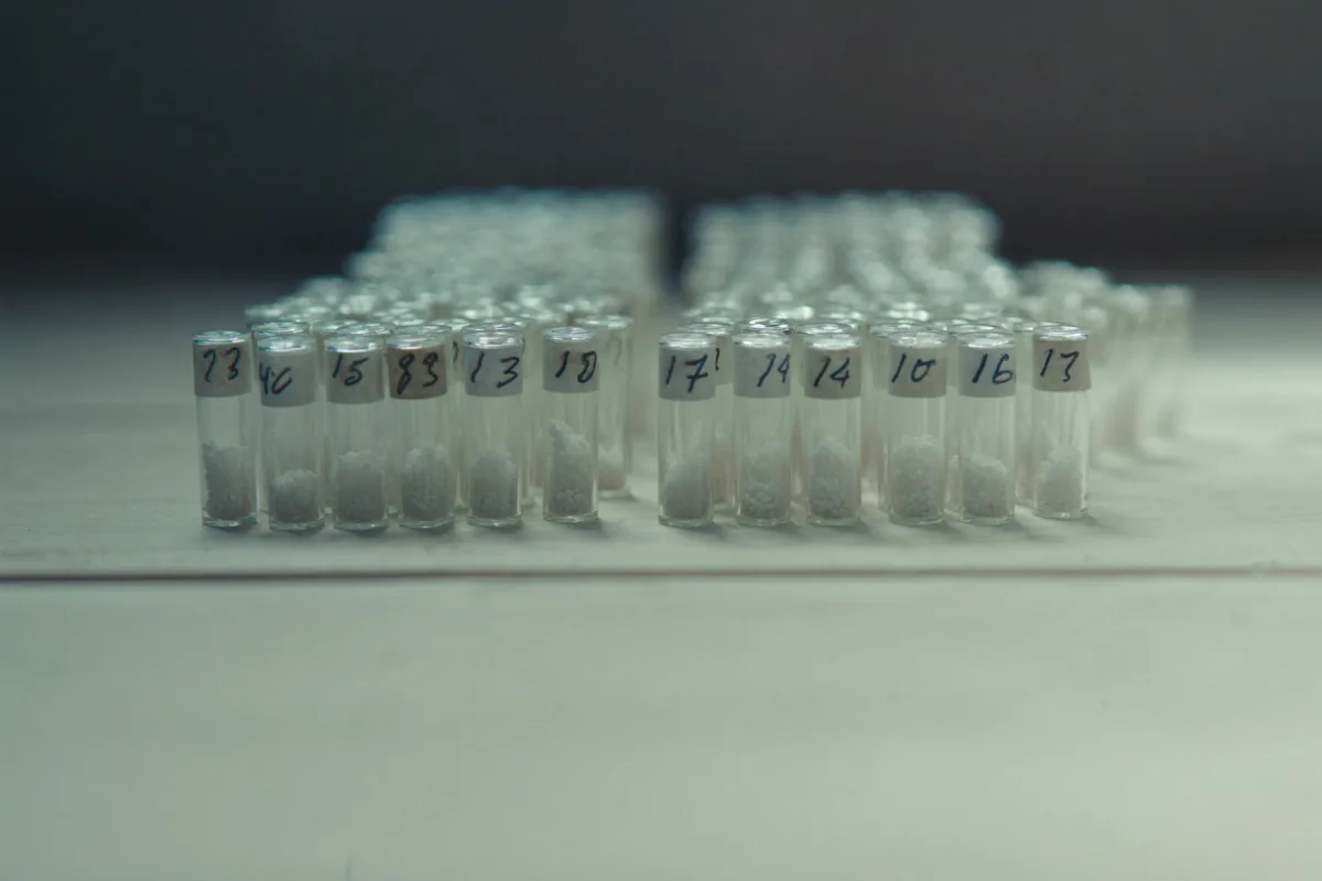 Numbered vials of mineral salt tablets